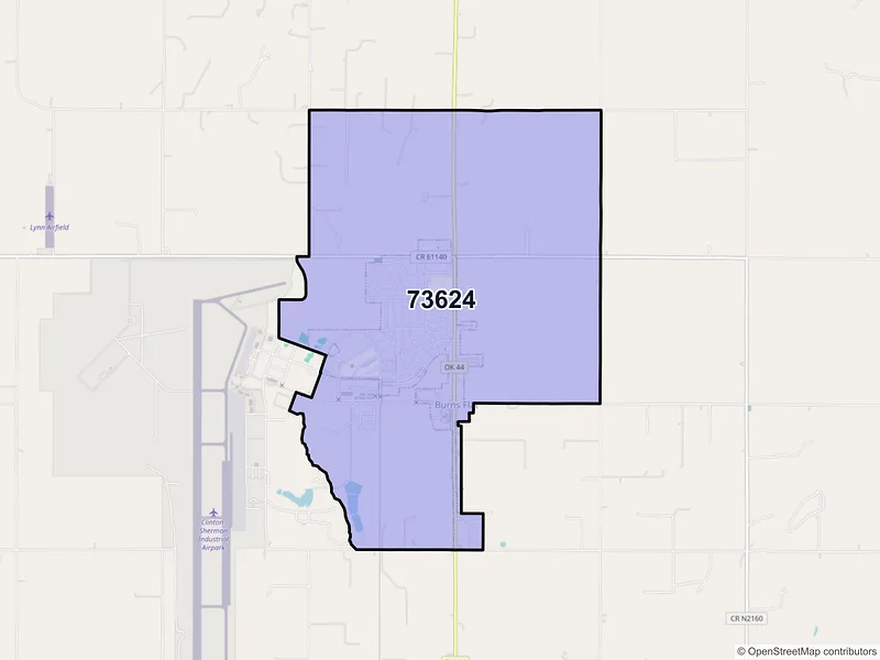 Map of Burns Flat, Oklahoma and ZIP codes