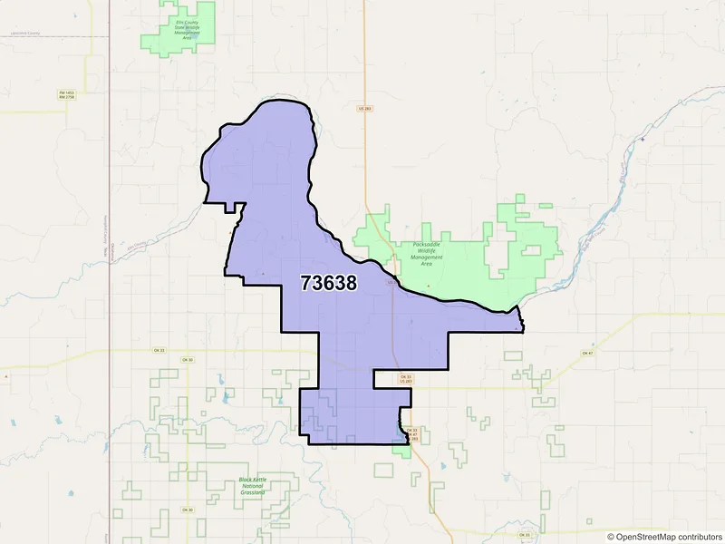 Map of ZIP Code 73638 — Crawford, OK