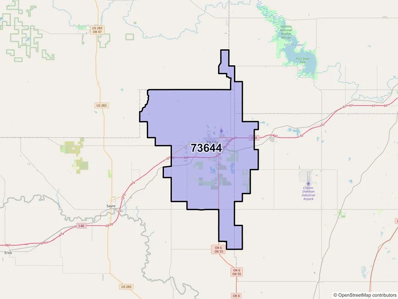 Map of ZIP Code 73644 — Elk City, OK