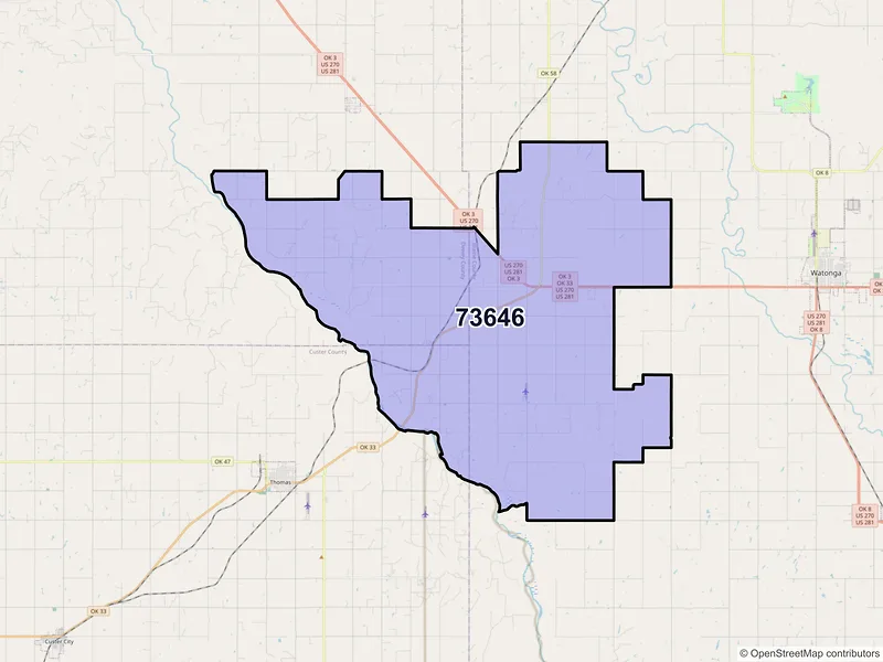 Map of Fay, Oklahoma and ZIP codes