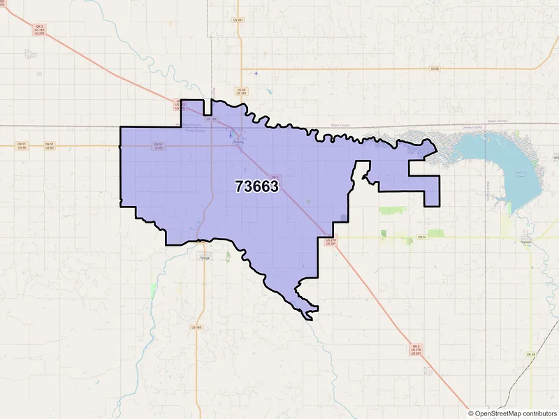Map of ZIP Code 73663 — Seiling, OK