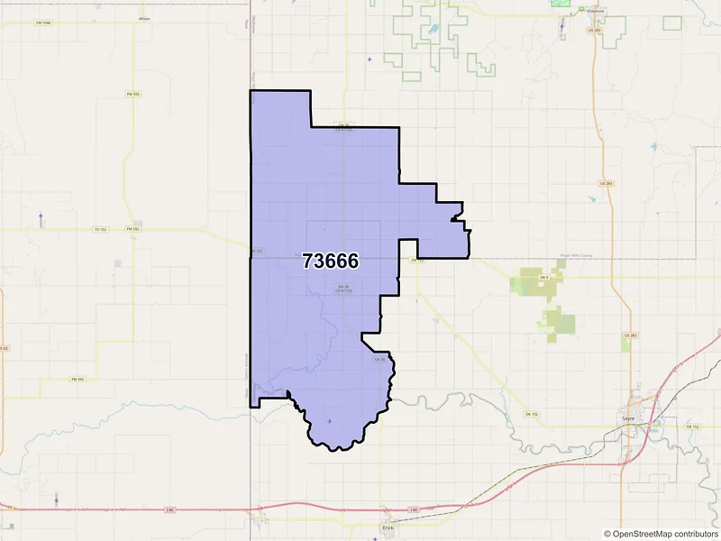 Map of ZIP Code 73666 — Sweetwater, OK