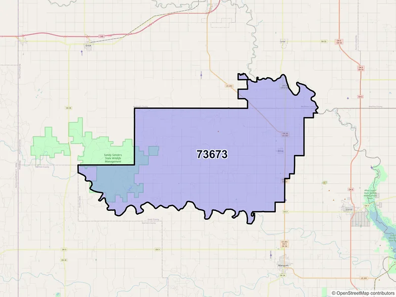 Map of ZIP Code 73673 — Willow, OK