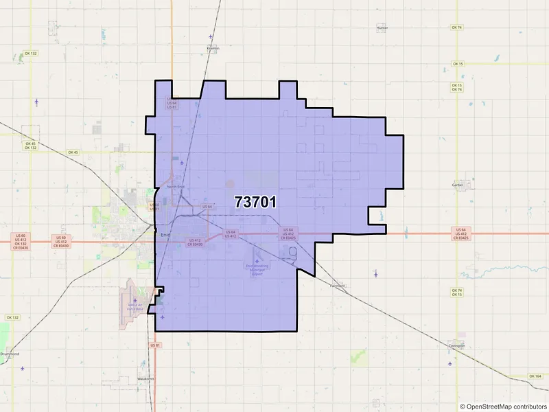 Map of ZIP Code 73701 — Enid, OK