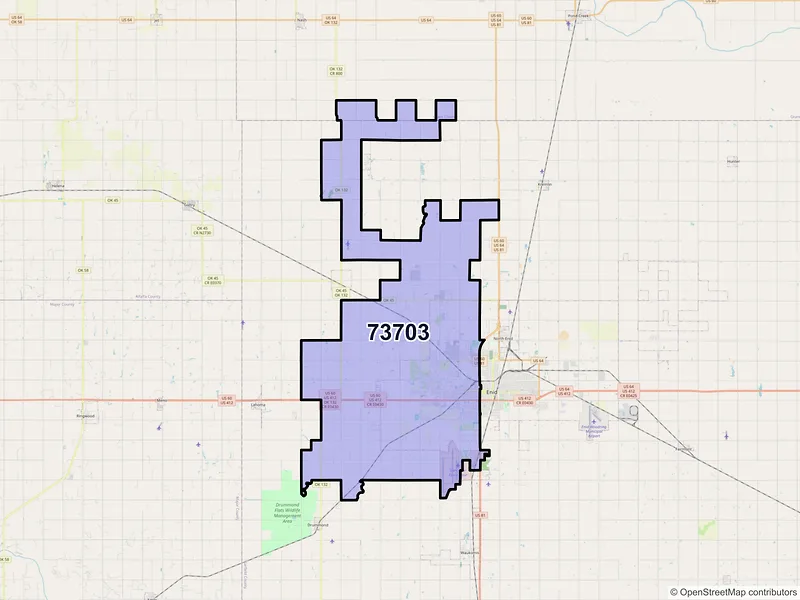 Map of ZIP Code 73703 — Enid, OK