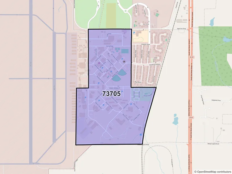 Map of ZIP Code 73705 — Enid, OK