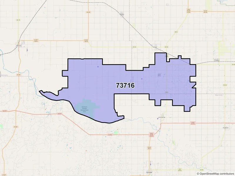 Map of Aline, Oklahoma and ZIP codes