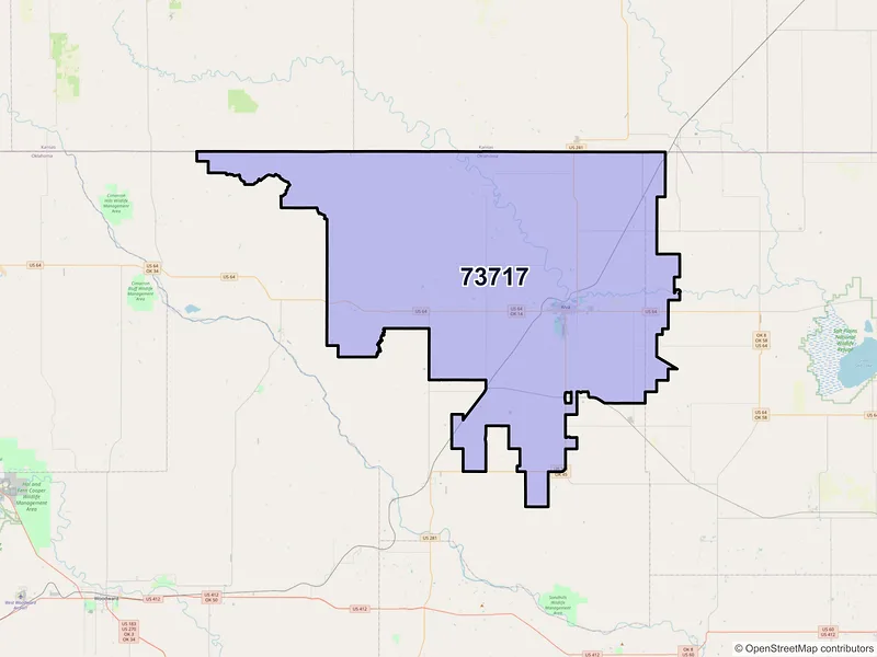 Map of ZIP Code 73717 — Alva, OK