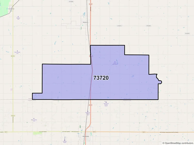 Map of Bison, Oklahoma and ZIP codes