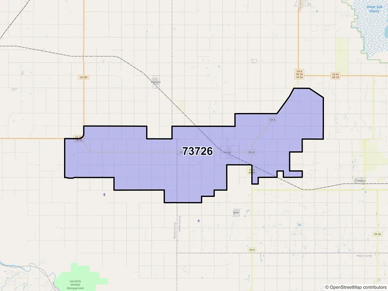 Map of ZIP Code 73726 — Carmen, OK