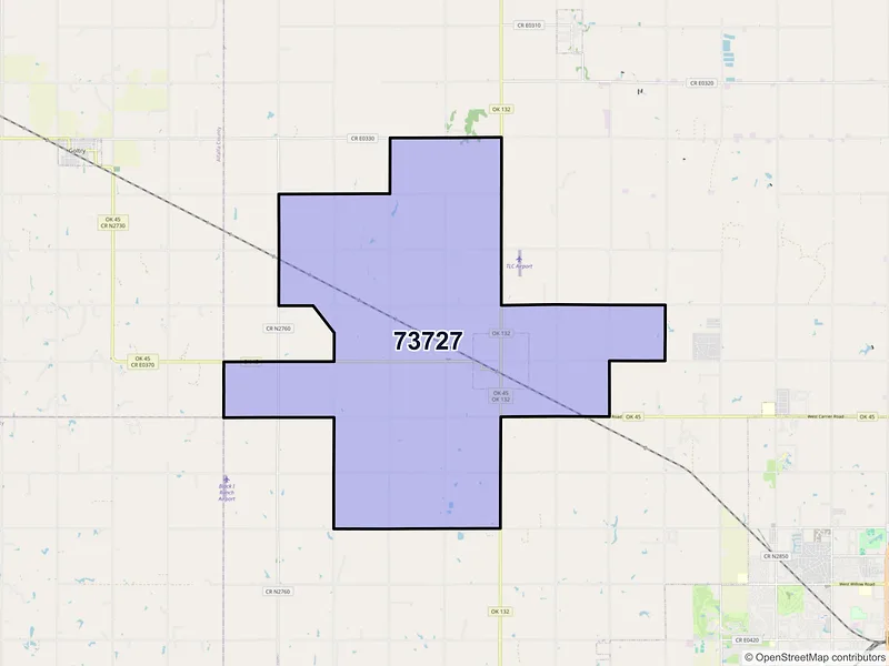 Map of ZIP Code 73727 — Carrier, OK