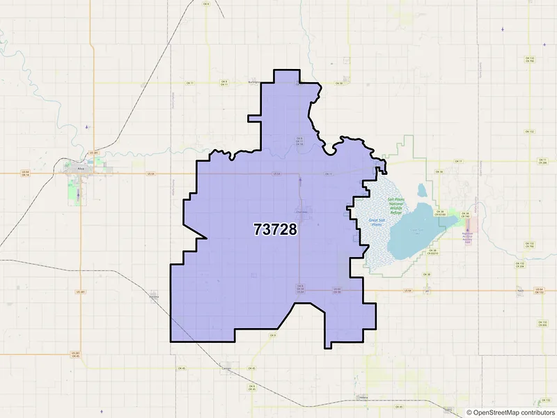 Map of ZIP Code 73728 — Cherokee, OK