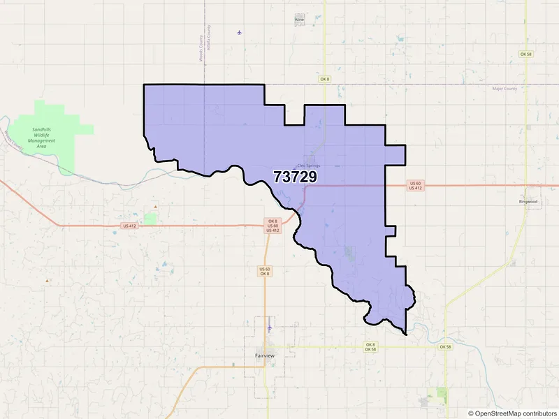 Map of ZIP Code 73729 — Cleo Springs, OK