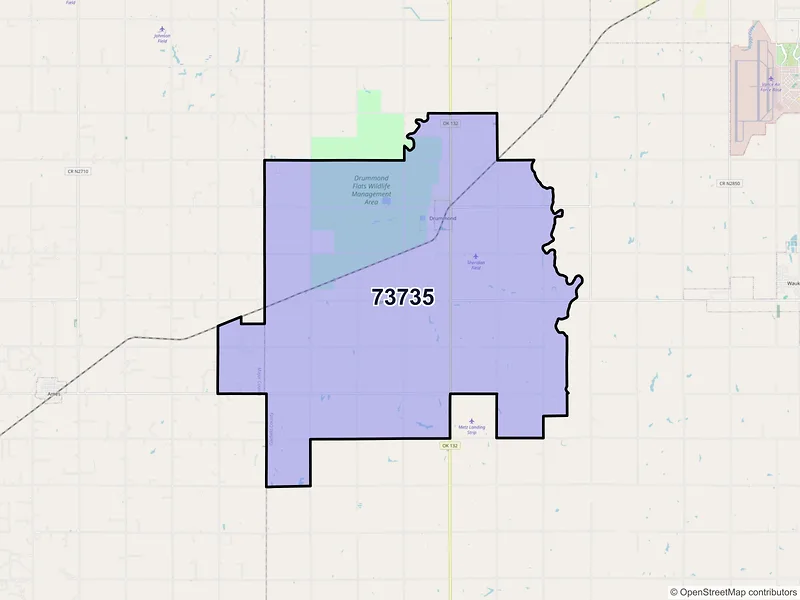 Map of ZIP Code 73735 — Drummond, OK