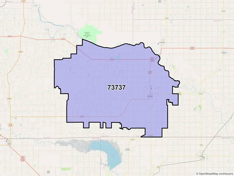 Map of ZIP Code 73737 — Fairview, OK