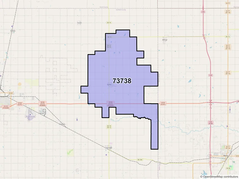 Map of ZIP Code 73738 — Garber, OK