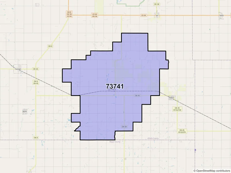 Map of Helena, Oklahoma and ZIP codes