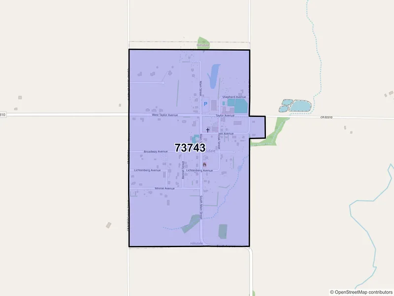 Map of Hillsdale, Oklahoma and ZIP codes