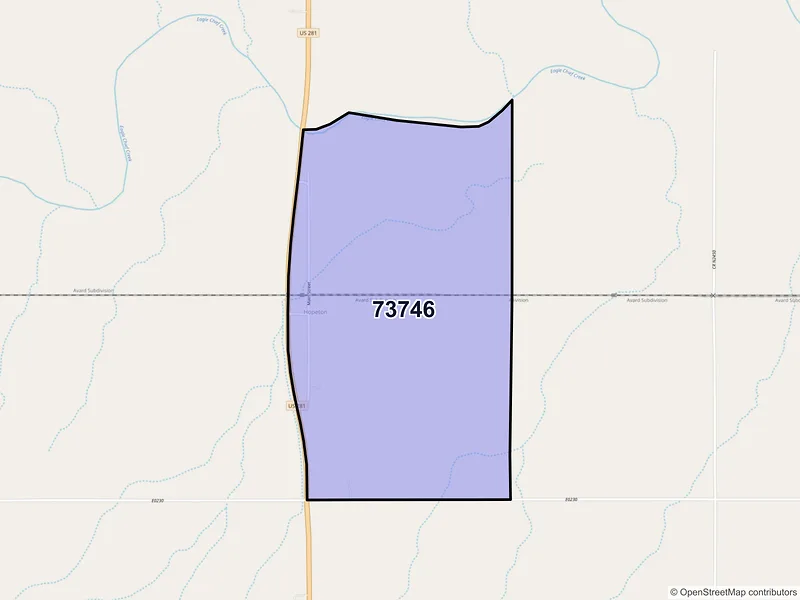 Map of Hopeton, Oklahoma and ZIP codes