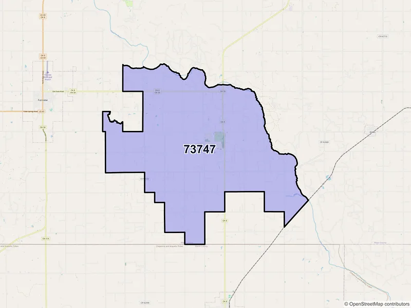 Map of ZIP Code 73747 — Isabella, OK