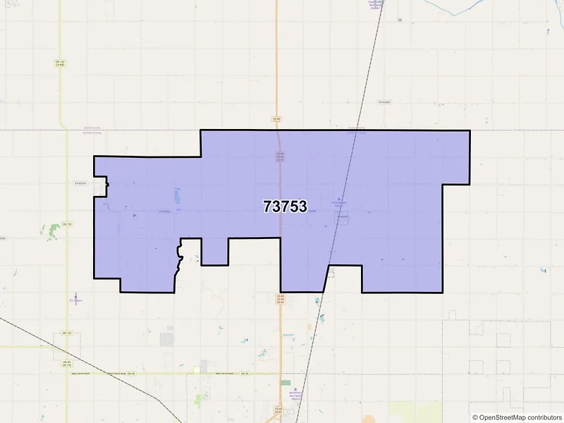 Map of ZIP Code 73753 — Kremlin, OK