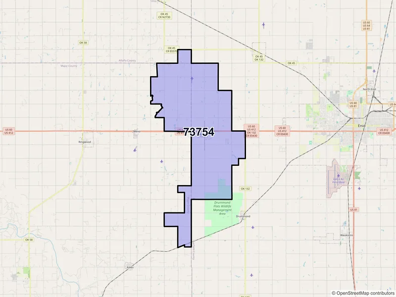 Map of ZIP Code 73754 — Lahoma, OK