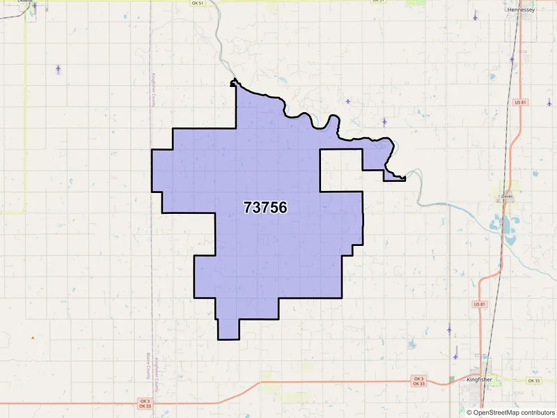 Map of ZIP Code 73756 — Loyal, OK