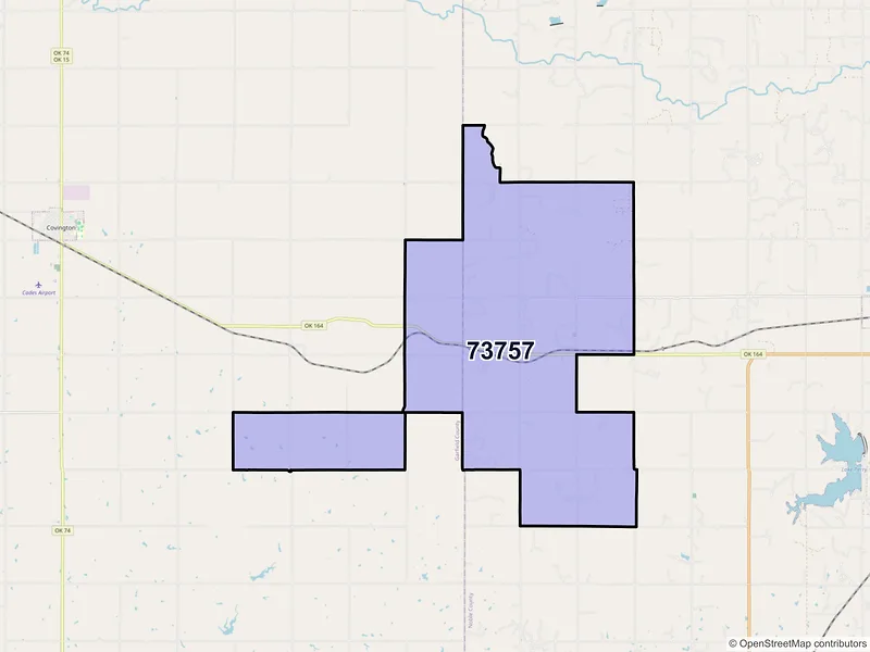 Map of ZIP Code 73757 — Lucien, OK