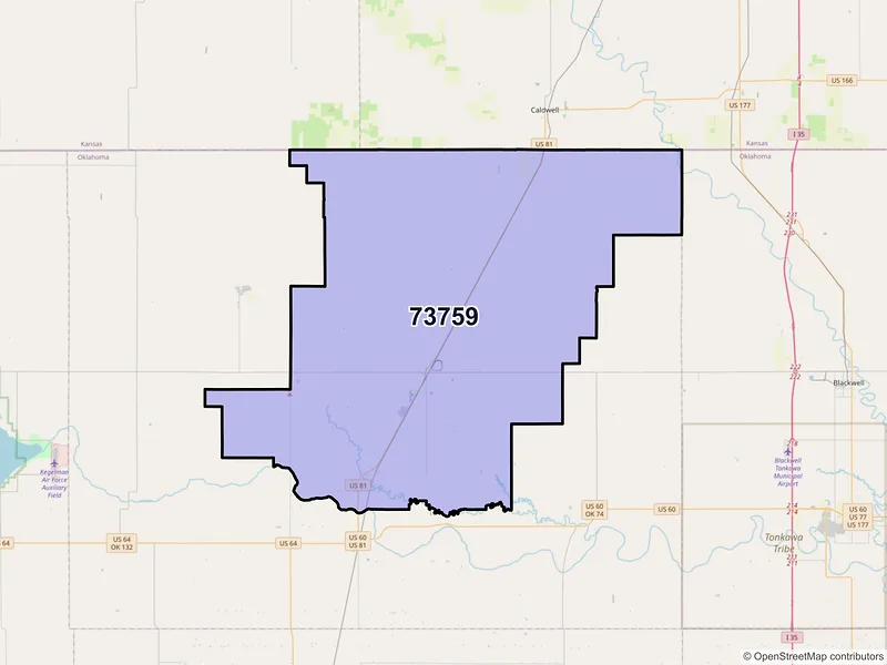 Map of ZIP Code 73759 — Medford, OK