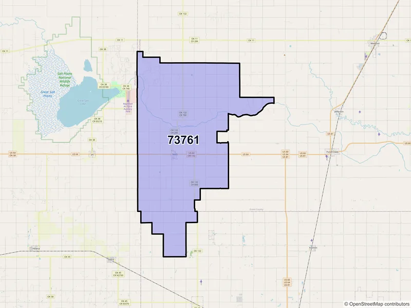 Map of ZIP Code 73761 — Nash, OK