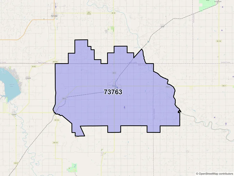 Map of ZIP Code 73763 — Okeene, OK