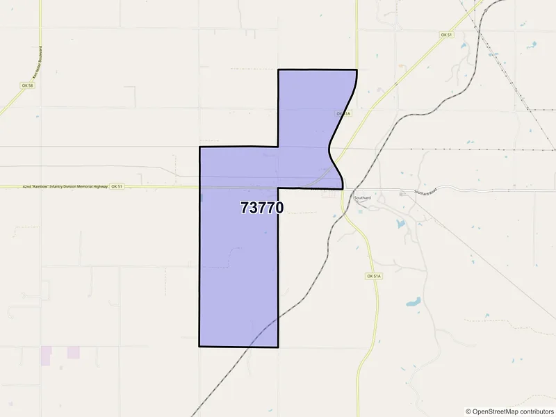 Map of ZIP Code 73770 — Southard, OK