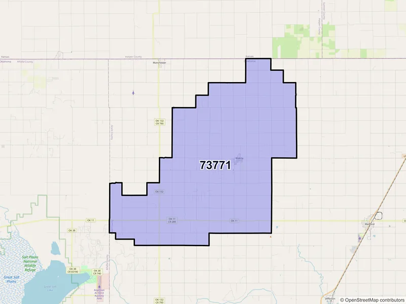 Map of ZIP Code 73771 — Wakita, OK
