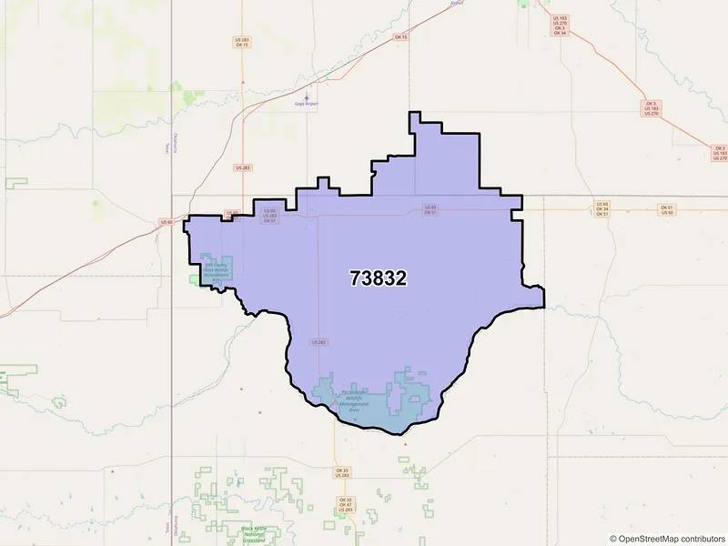 Map of ZIP Code 73832 — Arnett, OK