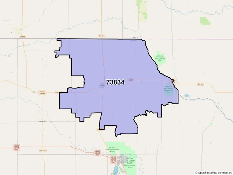 Map of ZIP Code 73834 — Buffalo, OK