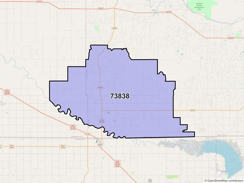 Map of ZIP Code 73838 — Chester, OK
