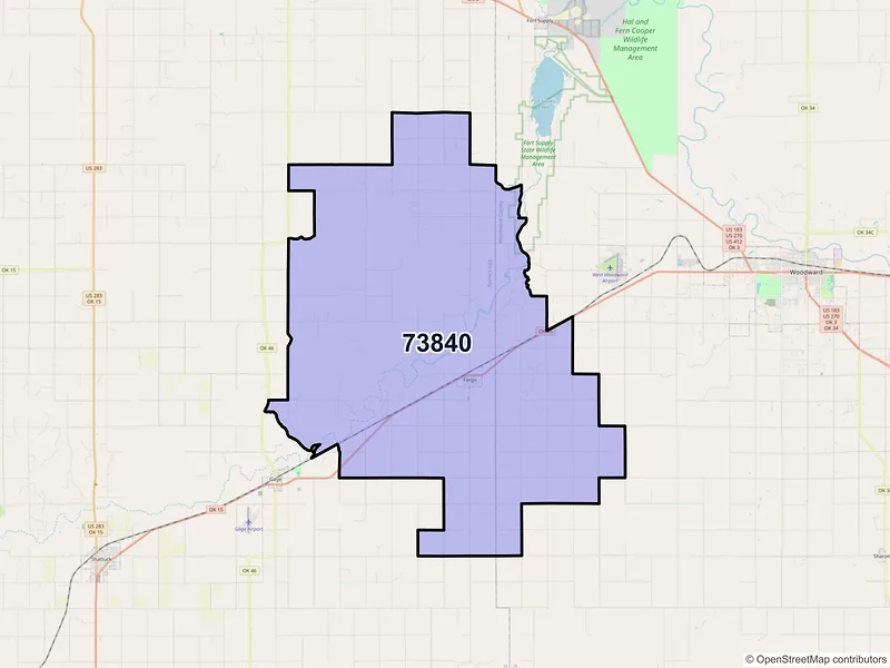 Map of ZIP Code 73840 — Fargo, OK