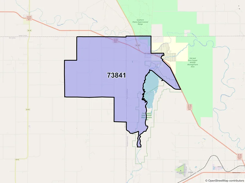 Map of ZIP Code 73841 — Fort Supply, OK