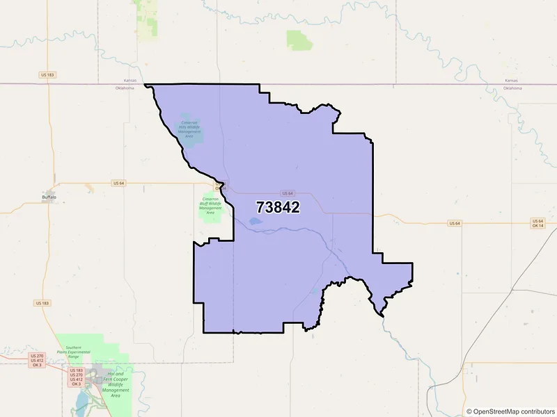 Map of ZIP Code 73842 — Freedom, OK