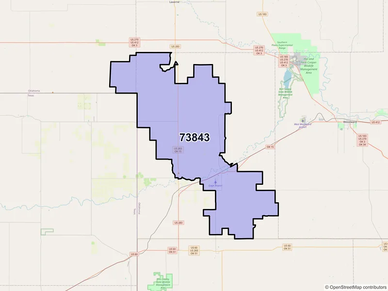 Map of ZIP Code 73843 — Gage, OK