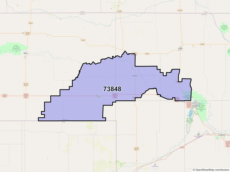 Map of ZIP Code 73848 — Laverne, OK