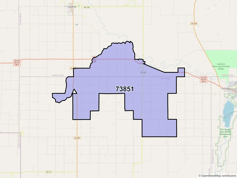 Map of ZIP Code 73851 — May, OK