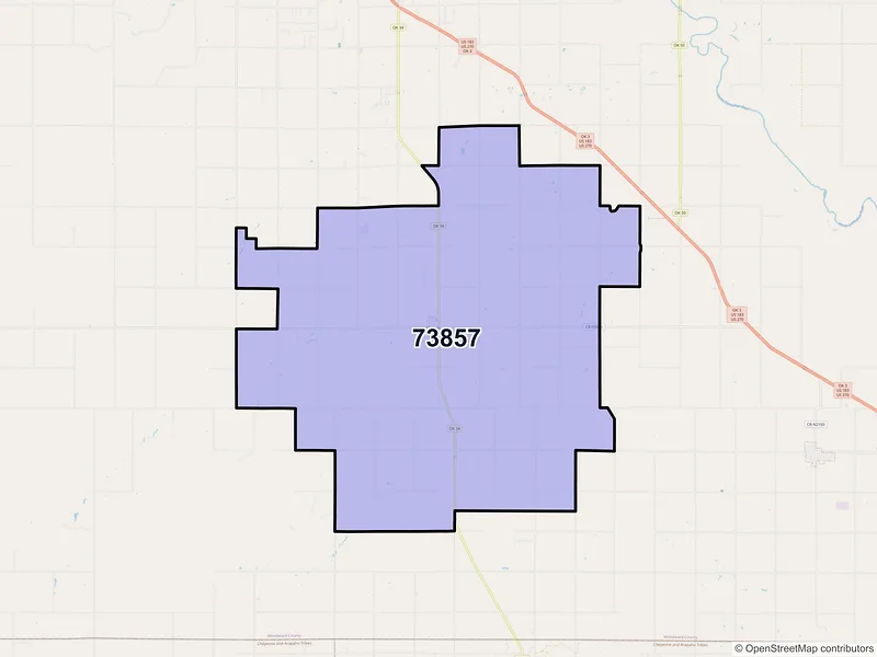 Map of ZIP Code 73857 — Sharon, OK