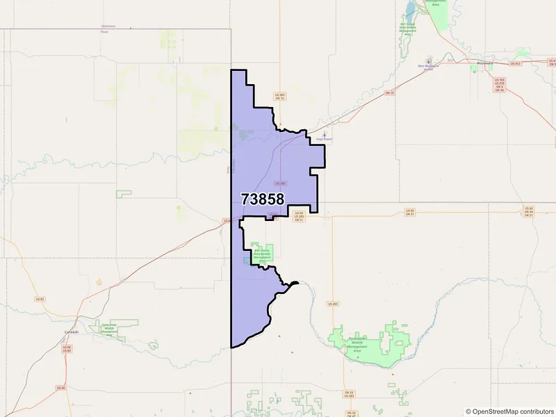 Map of ZIP Code 73858 — Shattuck, OK