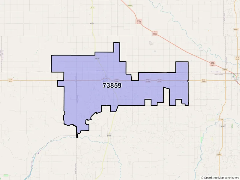 Map of ZIP Code 73859 — Vici, OK