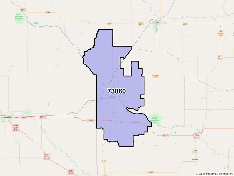 Map of Waynoka, Oklahoma and ZIP codes