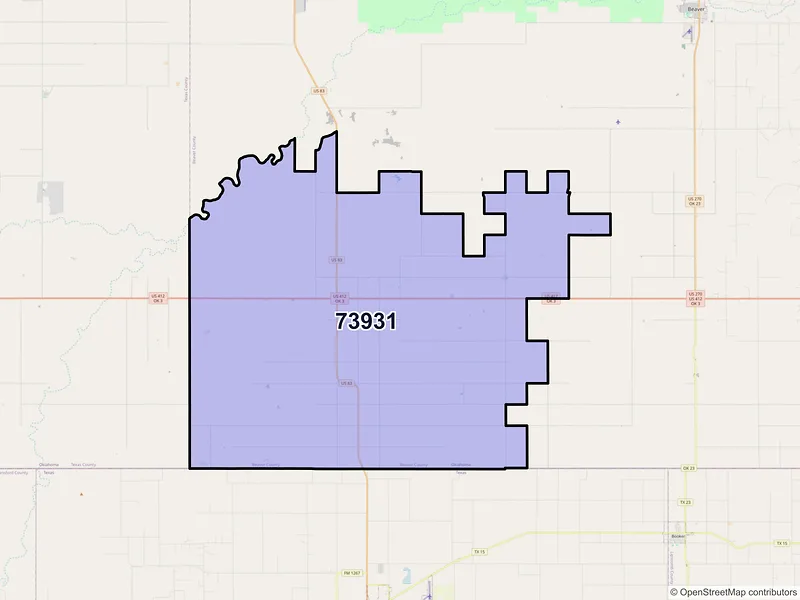 Map of ZIP Code 73931 — Balko, OK