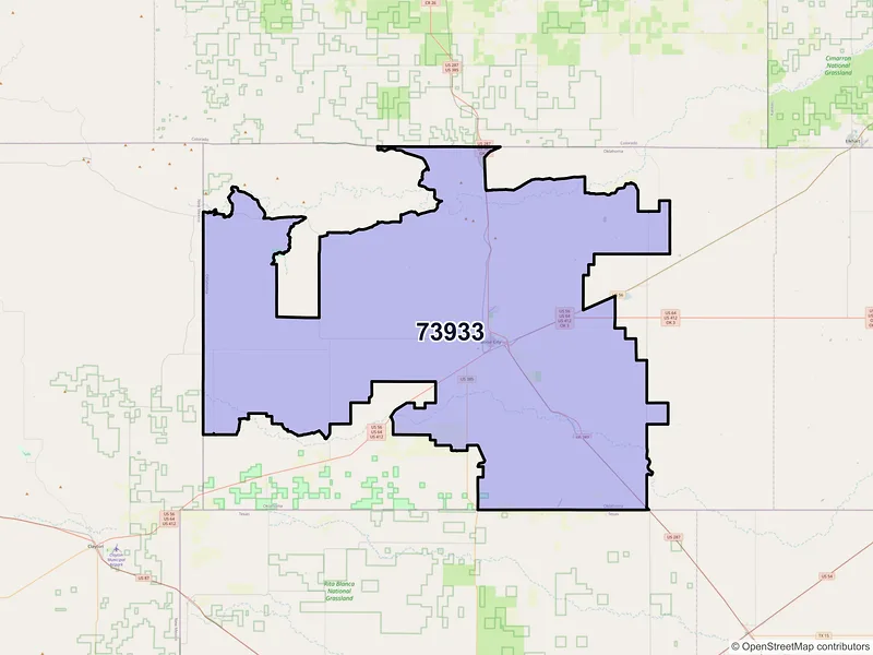 Map of ZIP Code 73933 — Boise City, OK