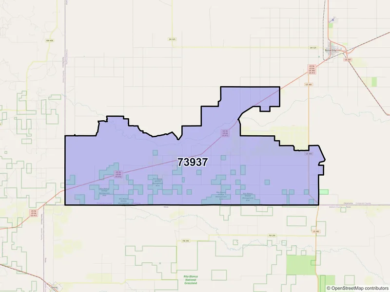 Map of ZIP Code 73937 — Felt, OK