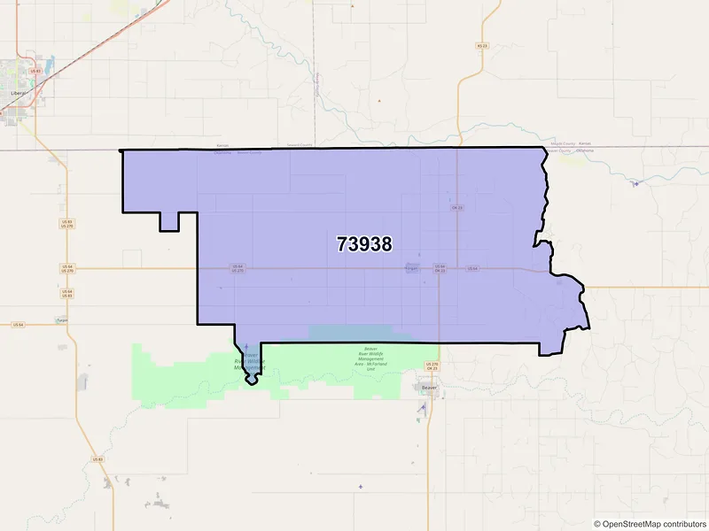 Map of ZIP Code 73938 — Forgan, OK